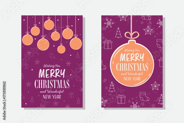 Fototapeta Abstract Christmas ball with wishes. Collection of a greeting card. Vector illustration