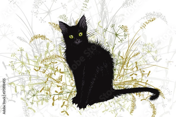 Obraz Black witch's cat is a Halloween.