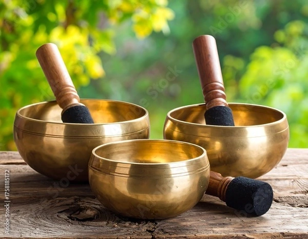 Obraz Golden Singing Bowls - Harmony and Meditation for Inner Peace.