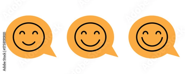 Obraz Smile, happy emoji icon set in line style