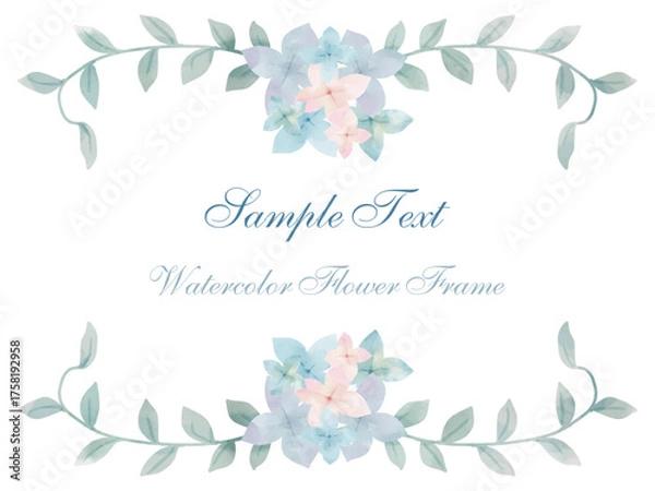 Obraz 水彩画風のアジサイの花のフレーム