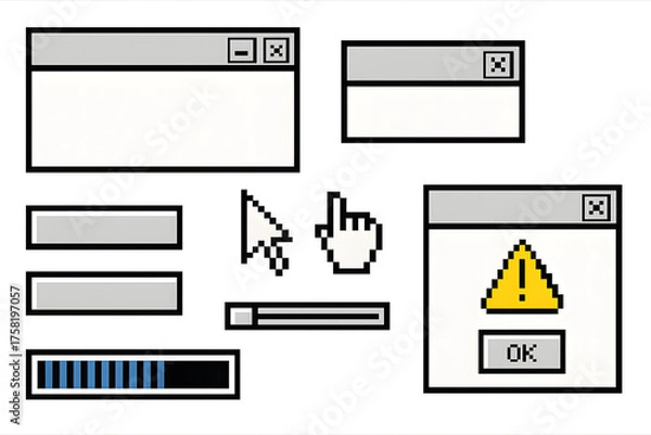 Obraz 8-Bit Retro Computer UI Icons – Windows 95 Pixel Interface Elements