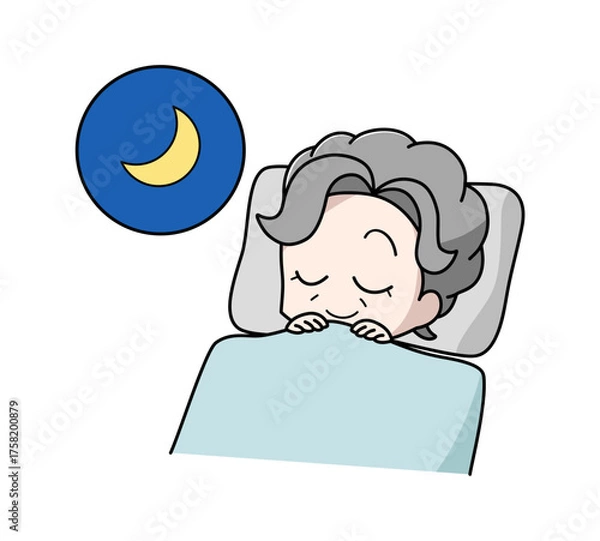 Obraz 快適に眠る高齢女性のイラスト