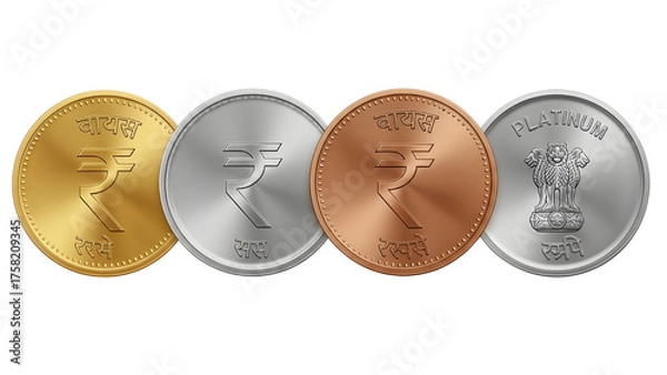 Obraz Indian Rupee Coins Set
