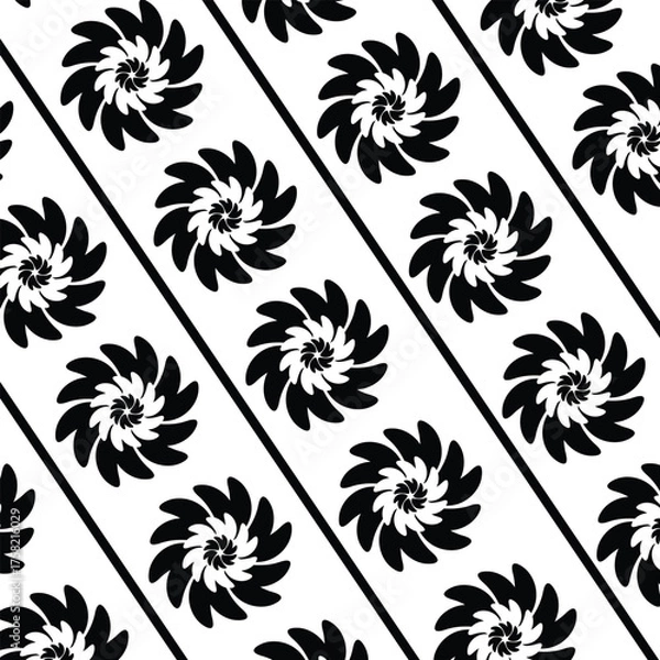 Fototapeta Seamless texture for fashion, textile design, on wall paper, wrapping paper, fabrics and home decor. Simple repeat pattern.White background with black pattern.