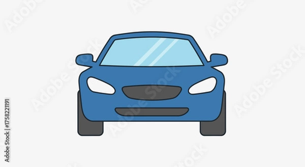 Fototapeta Simple vector illustration of a blue car icon in front view
