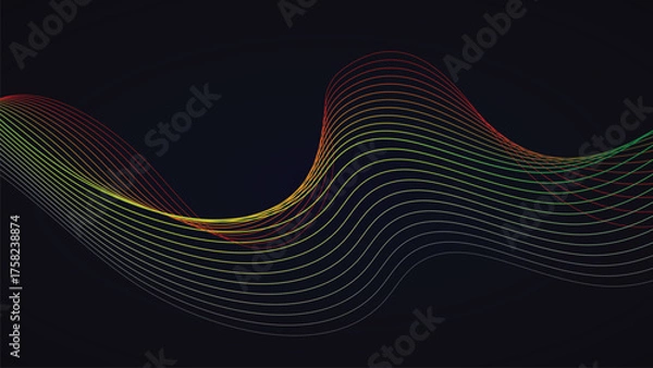 Fototapeta Abstract Gradient Wavy Lines on Dark Background for Modern Presentation Design and Creative Projects