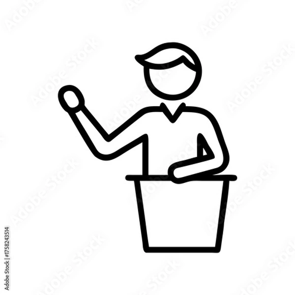 Fototapeta  Speaker giving presentation outline icon.