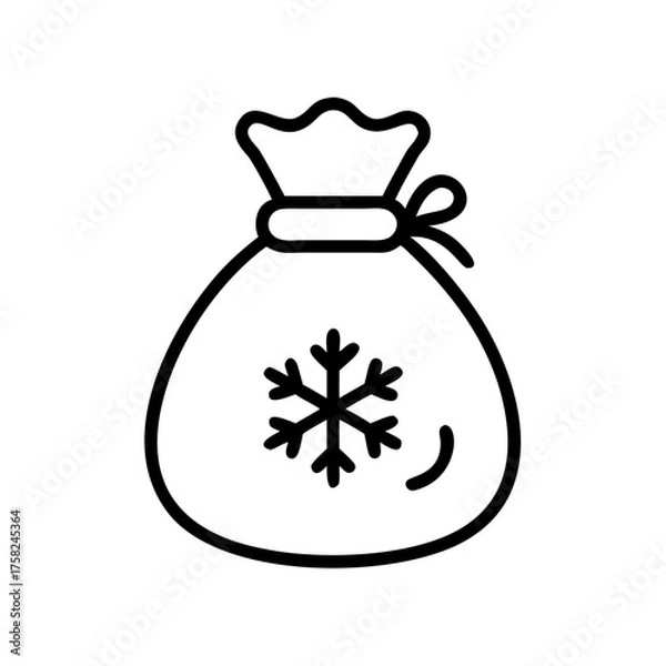 Fototapeta  Gift bag with snowflake icon in outline style