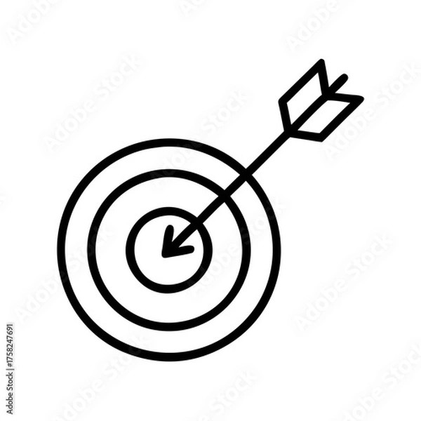 Fototapeta  Target with arrow icon in black outline style