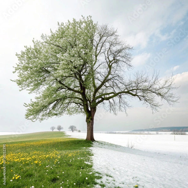 Obraz Winter season change in spring 