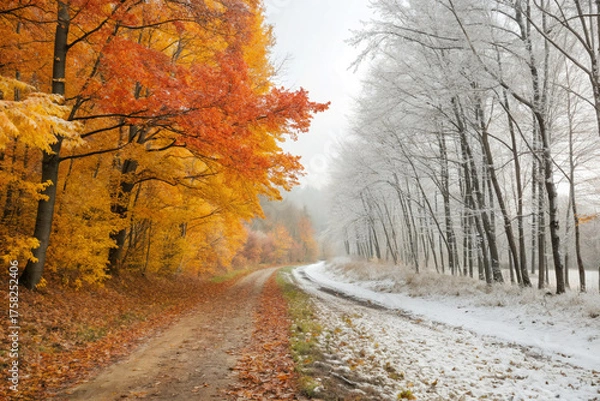 Obraz Jungle Autumn season change in winter