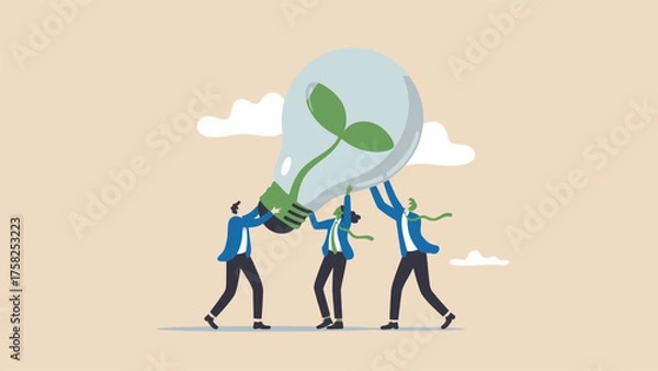 Fototapeta The team is pushing sustainable innovation forward with green energy solutions for the future