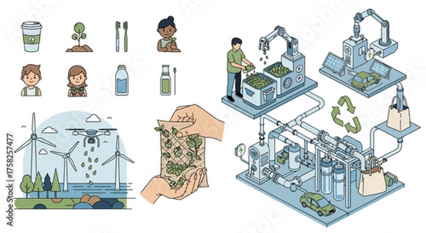 Fototapeta Sustainability and Ecology Eco-Friendly Practices and Recycling