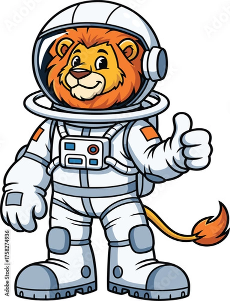 Obraz Lion Astronaut Thumbs Up