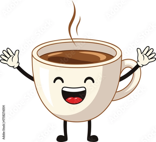Obraz Happy Coffee Cup Character