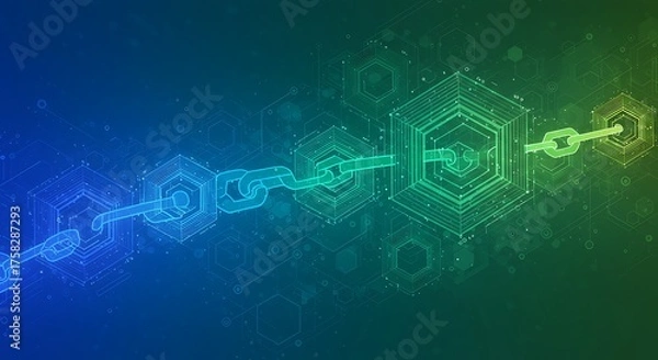 Obraz Abstract blockchain digital network technology illustration concept