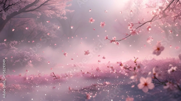 Fototapeta dreamlike cherry blossom landscape Whispers of Spring Generative AI