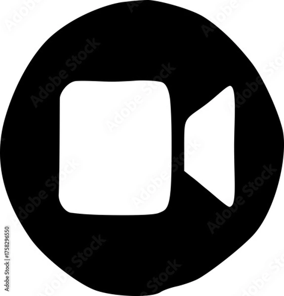 Obraz Video camera icon button black circle flat doodle