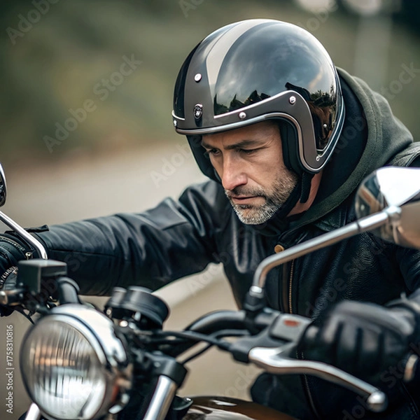 Obraz close up on man using motorcycle