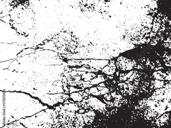 Fototapeta Grunge texture overlay with cracks and spots creates a distressed and aged appearance isolated on transparent background