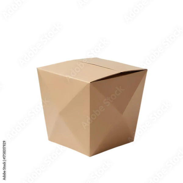 Fototapeta Brown paper food container isolated on transparent background