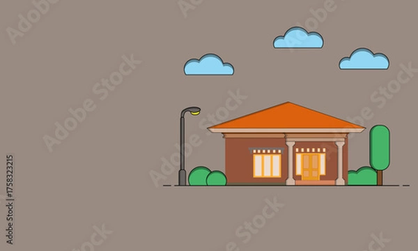 Obraz Vector Illustration Geometric 1 Story Clasic House