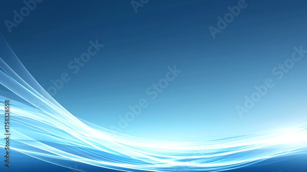 Fototapeta Abstract Blue Background with Dynamic Flowing Light Lines and Energy Waves