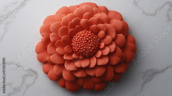 Fototapeta An artistic orange flower with a textured center