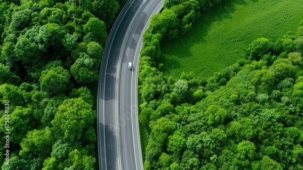 Obraz Aerial Drone View Scenic Winding Coastal Road Lush Green Cliffside Pristine Turquoise Ocean Natural Colors