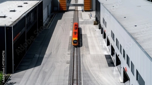 Obraz Aerial View Major Railway Hub Track Switching Network Complex Geometry Parallel Lines Converging Industrial Logistics