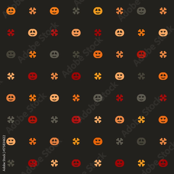 Obraz Halloween multicolor pattern with pumpkins and bones. Seamless vector