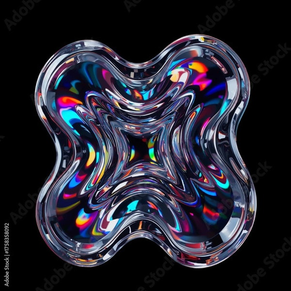 Obraz wave, futuristic, pattern, reflection, light, glossy, crystal, gradient, rainbow, contemporary, texture, 