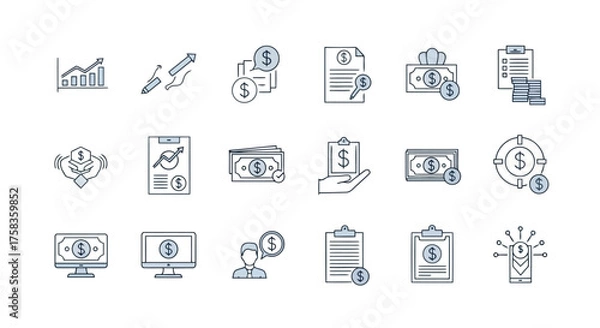 Fototapeta Collection of business and finance icons
