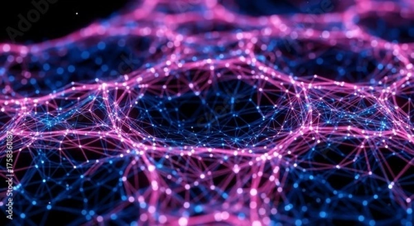 Fototapeta Dynamic Interconnected Network Representing Data Flow and Digital Innovation with Luminous Elements