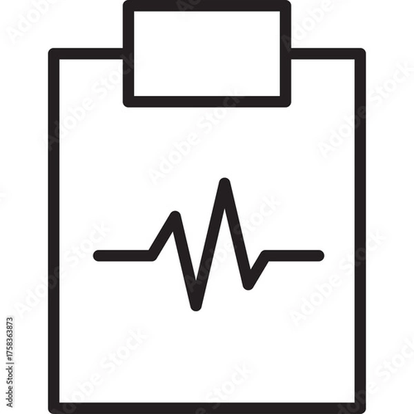 Obraz Medical Clipboard With Heartbeat Line Graphic On White Background Simple Icon