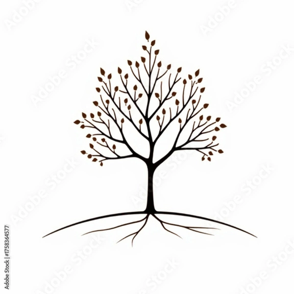 Fototapeta logo, abstract tree, botanical art, tree outline, eco symbol, tree of life, natural design, rooted tree, tree 