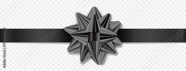 Obraz Black bow isolated on transparent background.	
