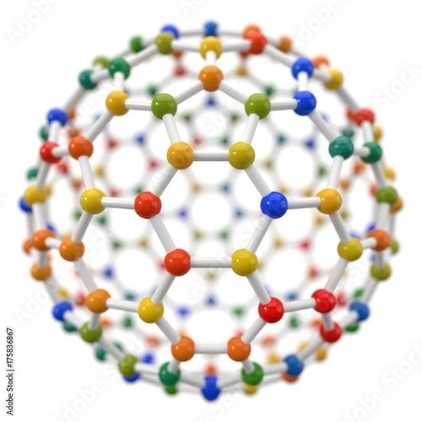 Fototapeta spherical molecule model on white background.