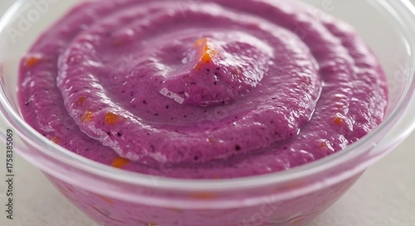 Obraz Close up of purple food in a clear bowl ready to be served