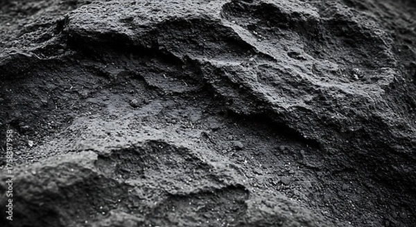 Obraz Close up of textured dark gray rock surface with rough edges