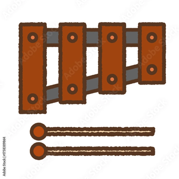 Fototapeta 手書き風の単品アイコンイラスト　木琴