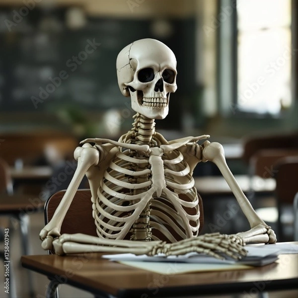 Fototapeta Skeleton in Classroom