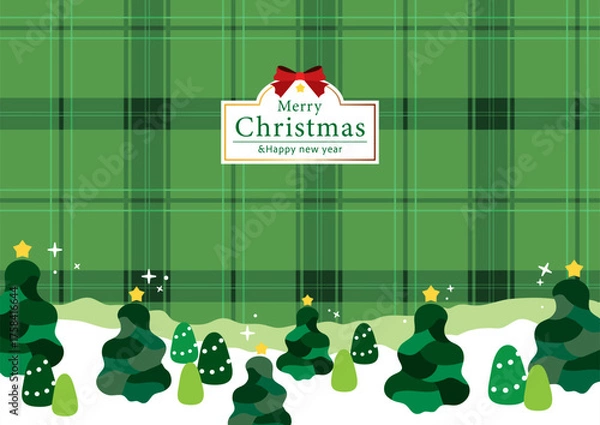 Fototapeta チェック柄のクリスマス背景素材