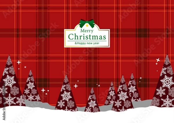 Fototapeta チェック柄のクリスマス背景素材