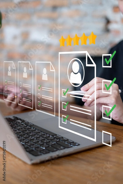 Fototapeta Human resource HR management recruitment connection global job career business corporate concept