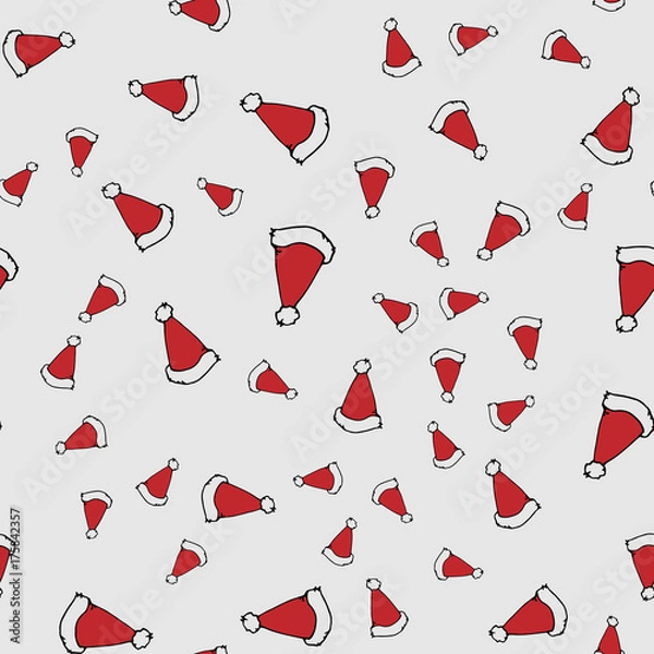 Fototapeta Red Santa hats. Seamless pattern.