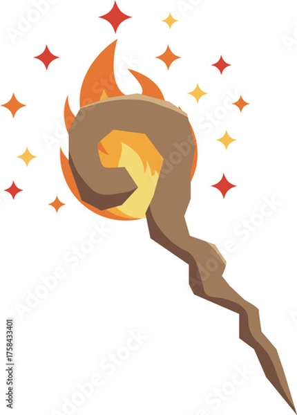 Fototapeta 炎の魔法の杖　アイコン