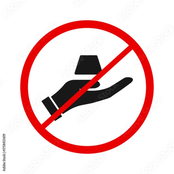 Fototapeta Forbidden sign with one gold bars in hand icon