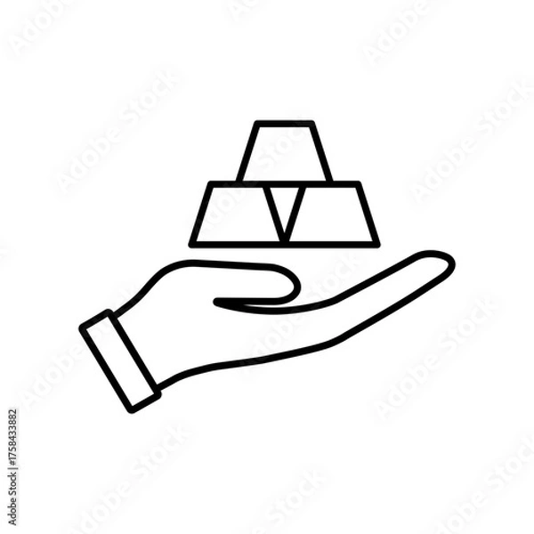 Obraz Three gold bars in hand vector icon